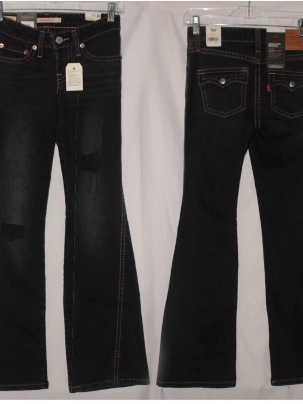 Levi's Black Flare Jeans with Contrast Stitching